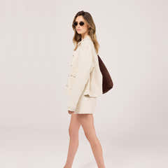 Stretch Denim Jacket - Ecru