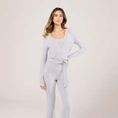 Lightweight Wrap Top - Light Grey Marl
