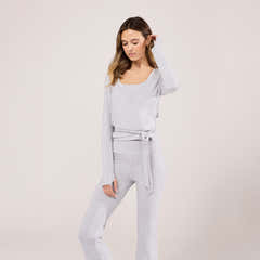 Lightweight Wrap Top - Light Grey Marl