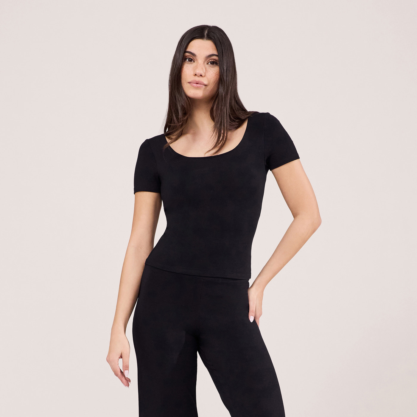 Lightweight Short Sleeve Top - Black