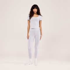 Lightweight Short Sleeve Top - Light Grey Marl