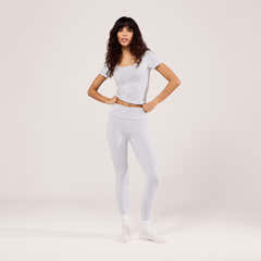 Lightweight Everyday High Waisted Leggings - Light Grey Marl