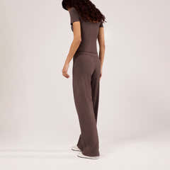 Lightweight Wide Leg Trousers - Espresso Brown