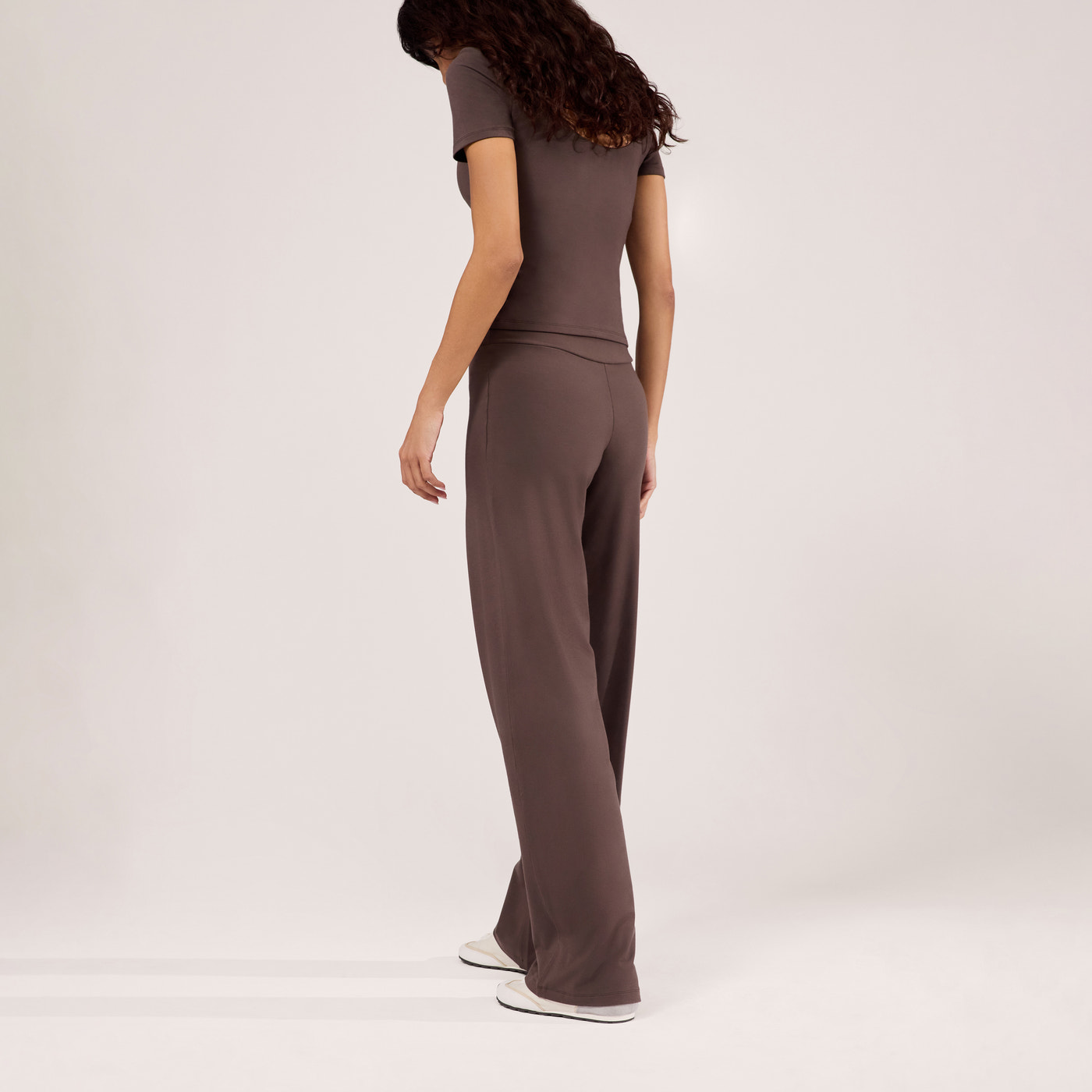 Lightweight Wide Leg Trousers - Espresso Brown