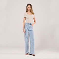 Stretch Wide Leg Jeans - Light Bleach