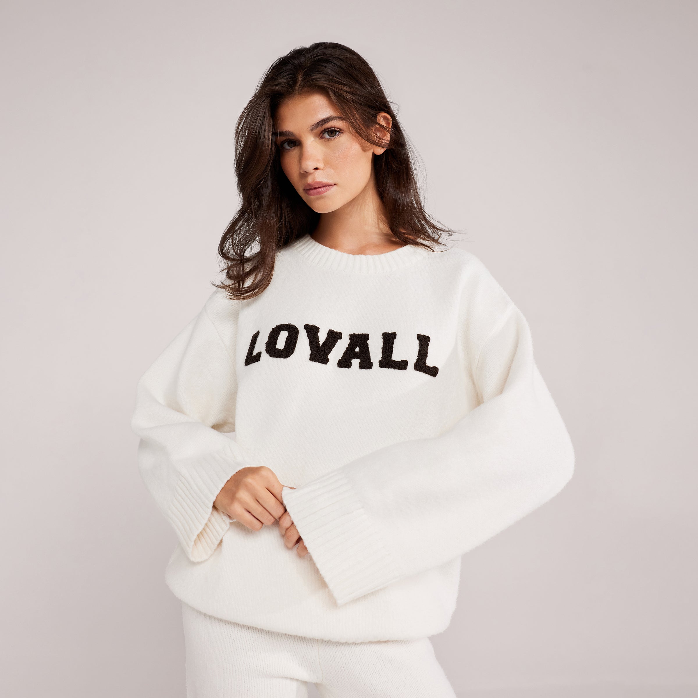 Varsity Knit Oversized Jumper - Off White