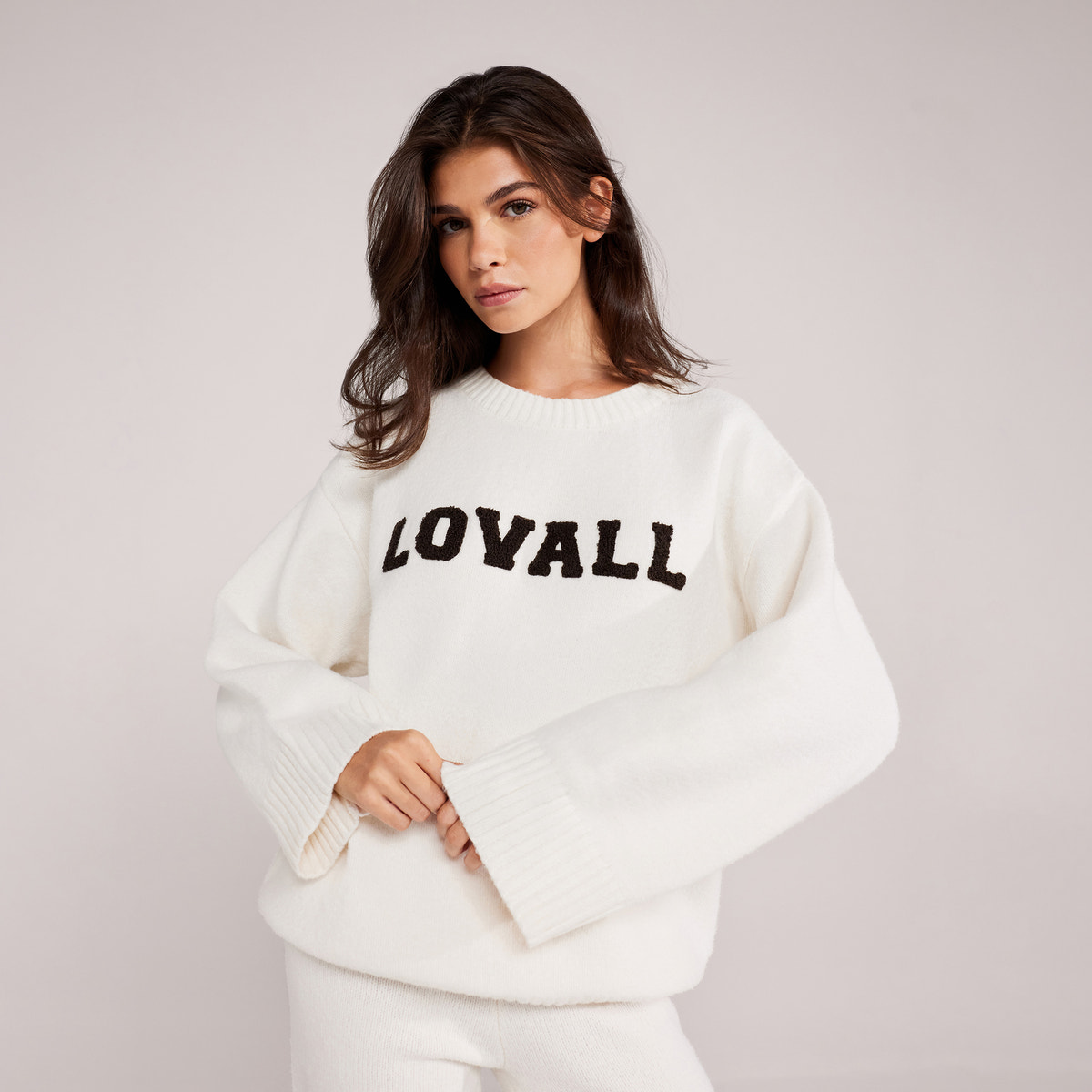 Varsity Knit Oversized Jumper - Off White