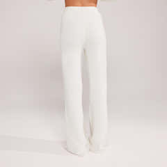Wide Leg Knit Trousers - Off White