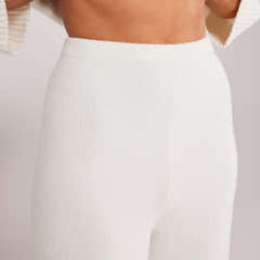 Wide Leg Knit Trousers - Off White