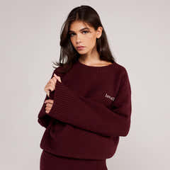 Lovall Knit Oversized Jumper - Burgundy