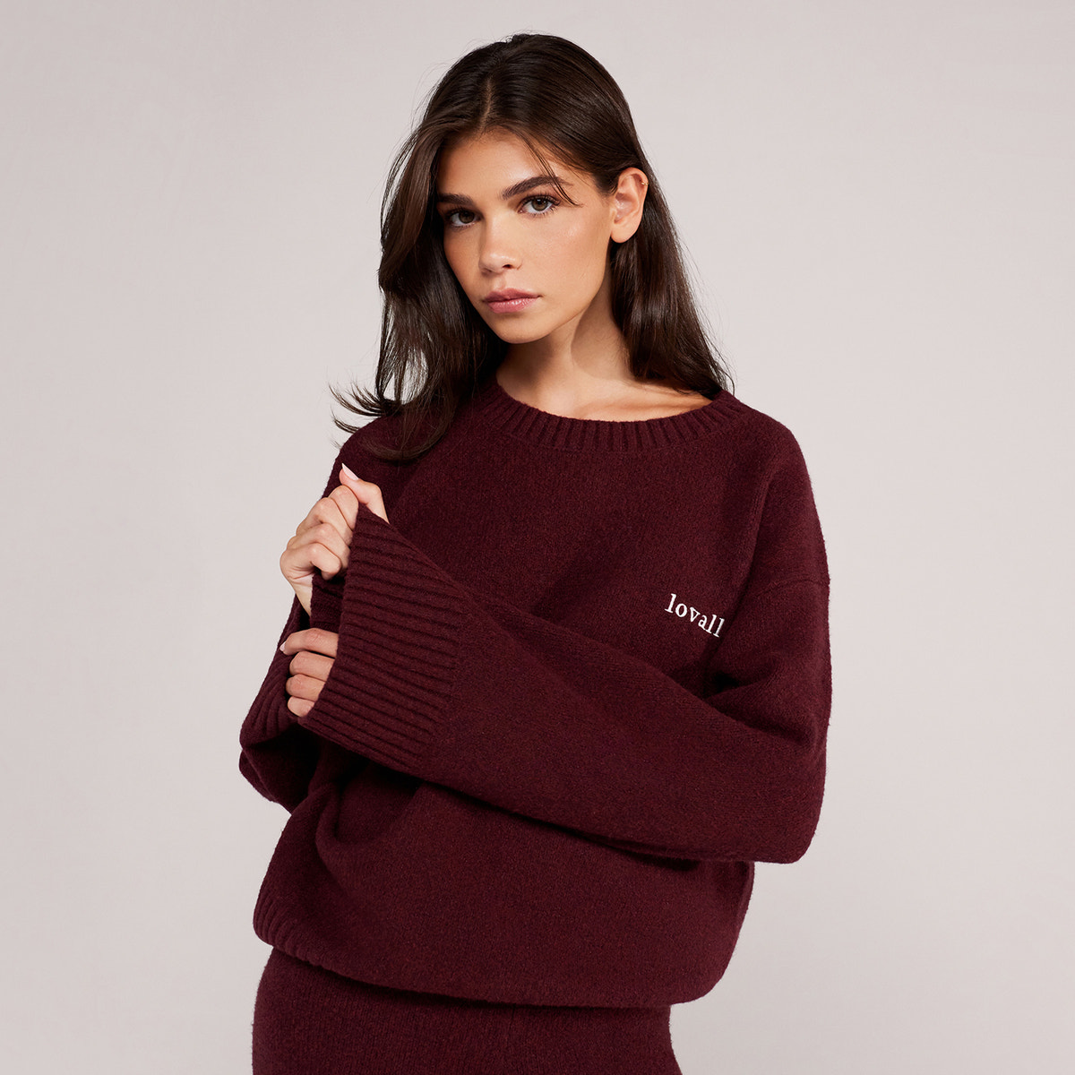 Lovall Knit Oversized Jumper - Burgundy