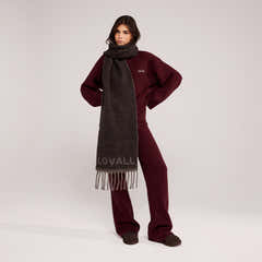 Wide Leg Knit Trousers - Burgundy