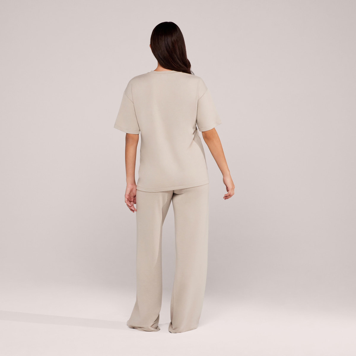 Maternity Soft Touch Wide Leg Lounge Set - Oatmeal Beige