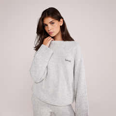 Lovall Knit Oversized Jumper - Light Grey