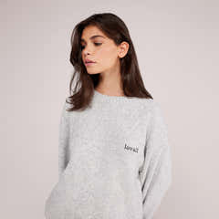 Lovall Knit Oversized Jumper - Light Grey