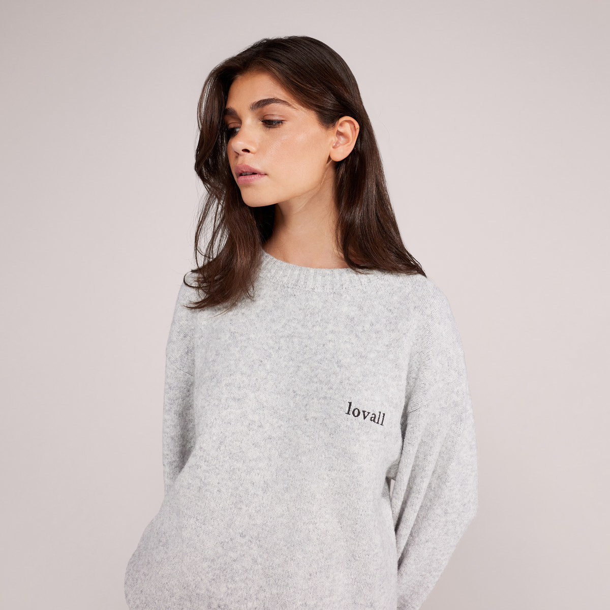 Lovall Knit Oversized Jumper - Light Grey