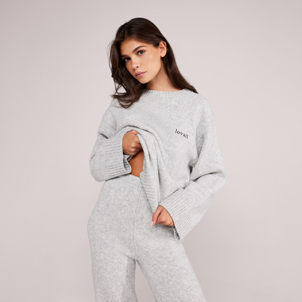 Lovall Knit Oversized Jumper - Light Grey