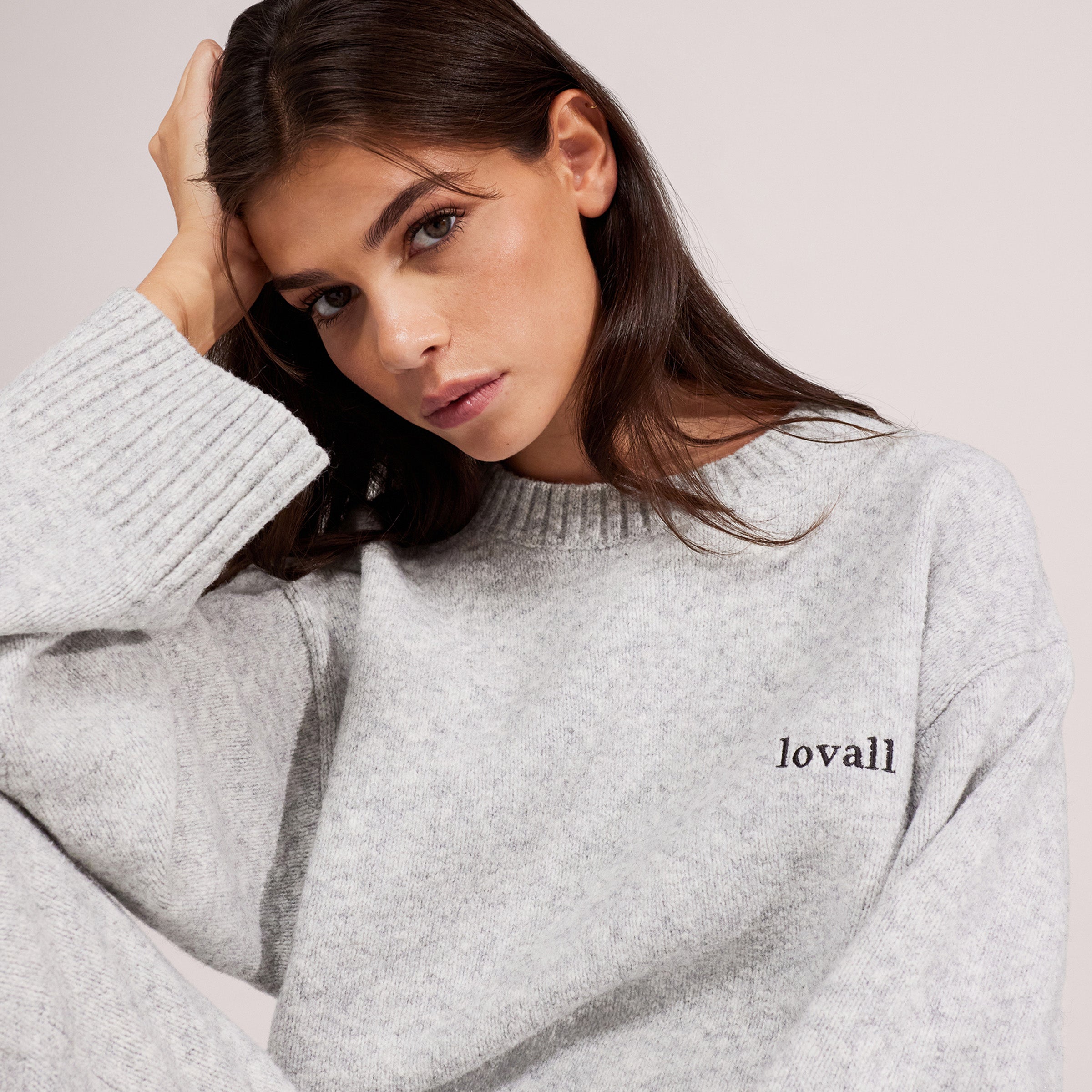 Lovall Knit Oversized Jumper - Light Grey