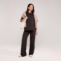Maternity Soft Touch Wide Leg Lounge Set - Black Coffee