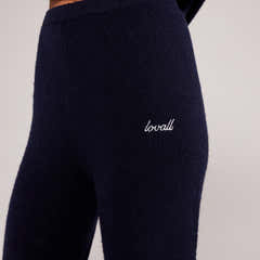 Brushed Knit Wide Leg Trousers - Navy