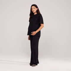 Maternity Soft Touch Wide Leg Lounge Set - Black