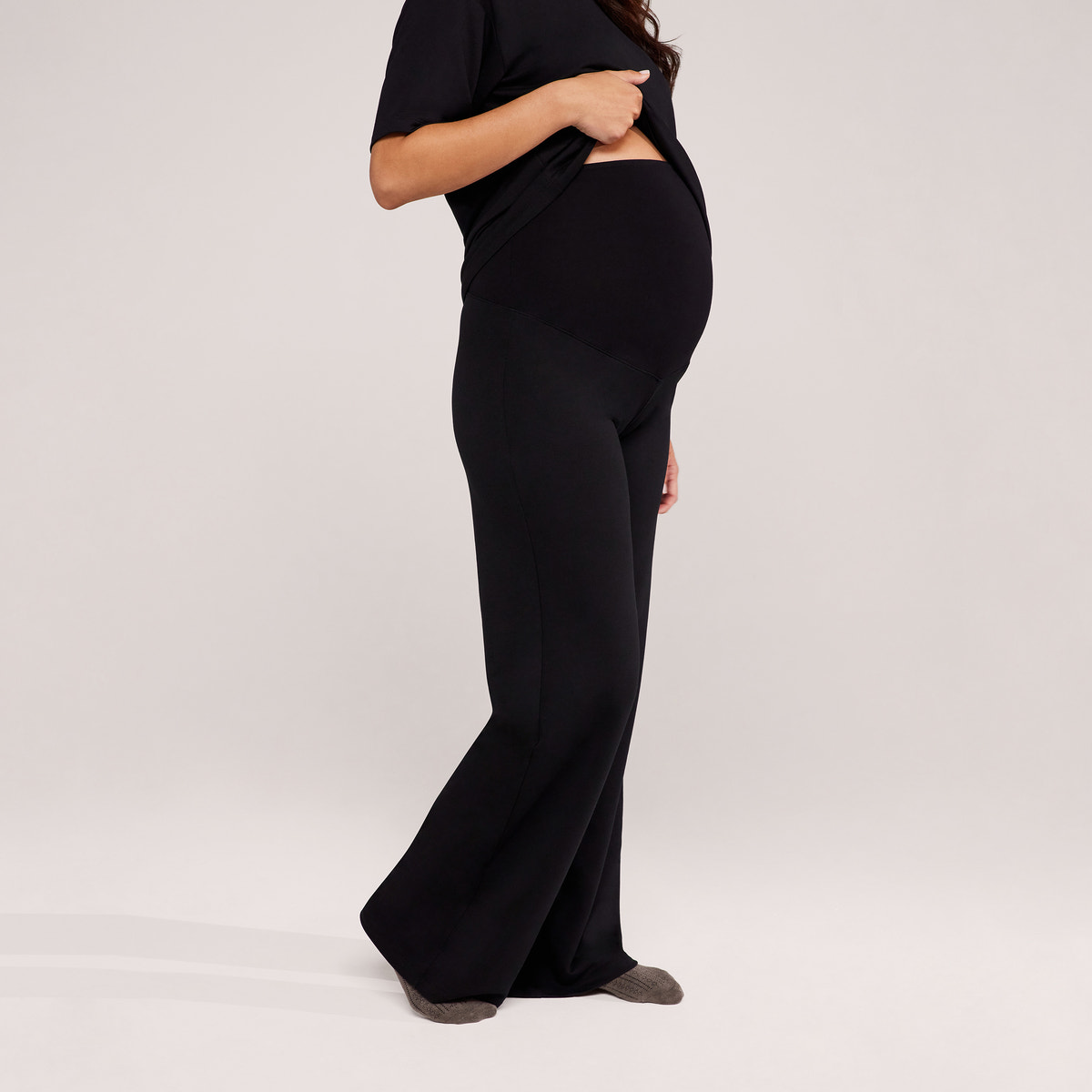 Maternity Soft Touch Wide Leg Lounge Set - Black