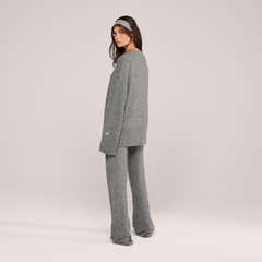 Brushed Knit Split Hem Oversized Jumper - Grey