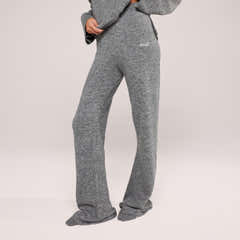 Brushed Knit Wide Leg Trousers - Grey
