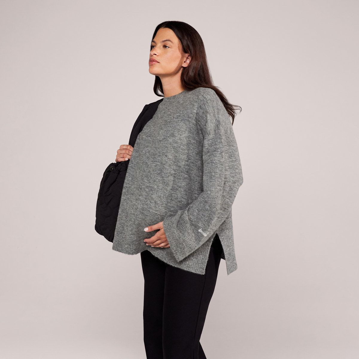 Maternity Winter Wide Leg Trousers - Black