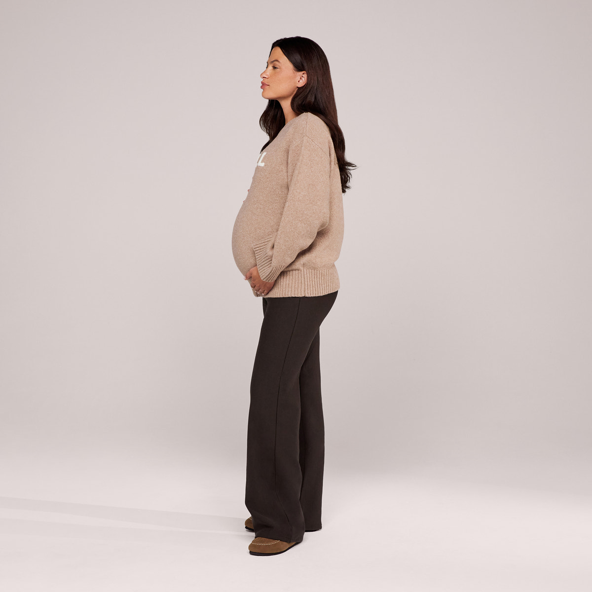 Maternity Winter Wide Leg Trousers - Black Coffee