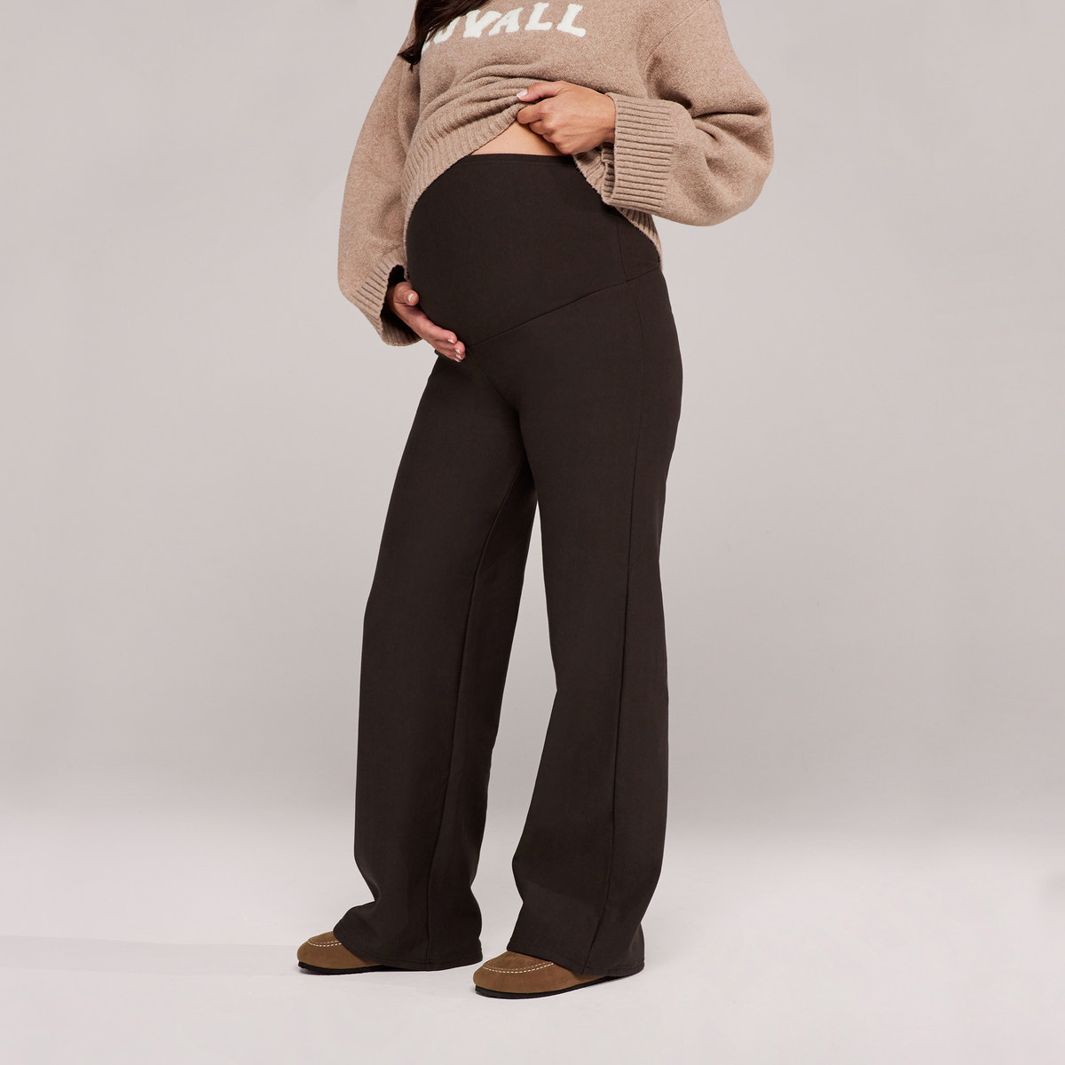 Maternity Winter Wide Leg Trousers - Black Coffee