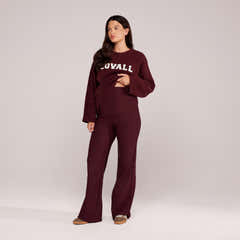 Maternity Winter Wide Leg Trousers - Burgundy