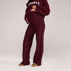 Maternity Winter Wide Leg Trousers - Burgundy