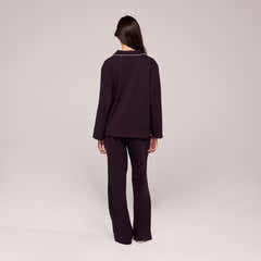 Organic Cotton Button Through Pyjama Top - Wine