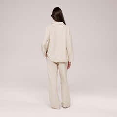 Organic Cotton Button Through Pyjama Top - Neutral Stripe