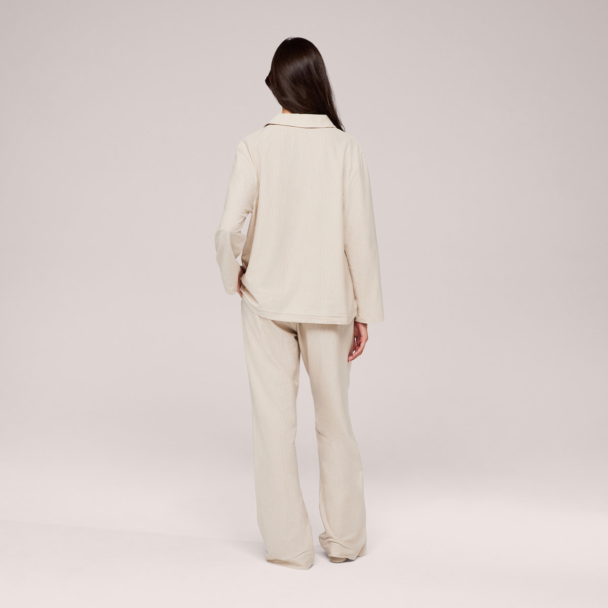 Organic Cotton Button Through Pyjama Bottoms - Neutral Stripe