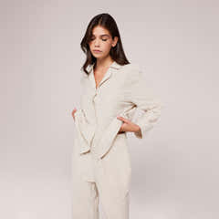 Organic Cotton Button Through Pyjama Top - Neutral Stripe