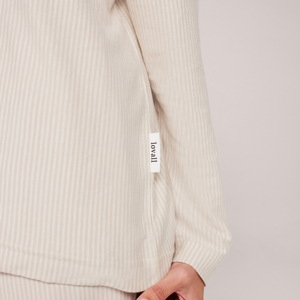 Organic Cotton Button Through Pyjama Top - Neutral Stripe