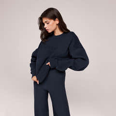 Heavyweight Oversized Sweatshirt Embossed - Vintage Navy