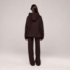 Heavyweight Embossed Oversized Hoodie - Espresso Brown