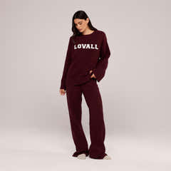 Varsity Knit Oversized Jumper - Burgundy