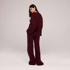 Varsity Knit Oversized Jumper - Burgundy