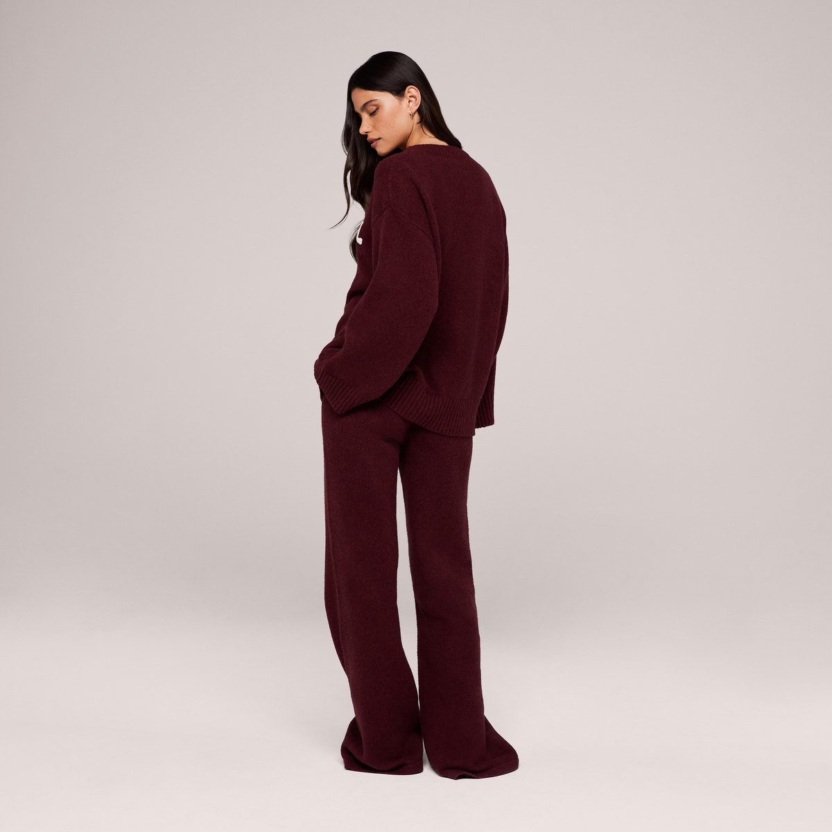 Varsity Knit Oversized Jumper - Burgundy