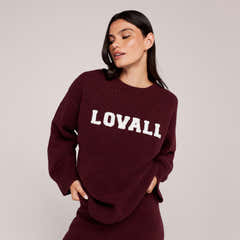 Varsity Knit Oversized Jumper - Burgundy