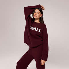 Varsity Knit Oversized Jumper - Burgundy