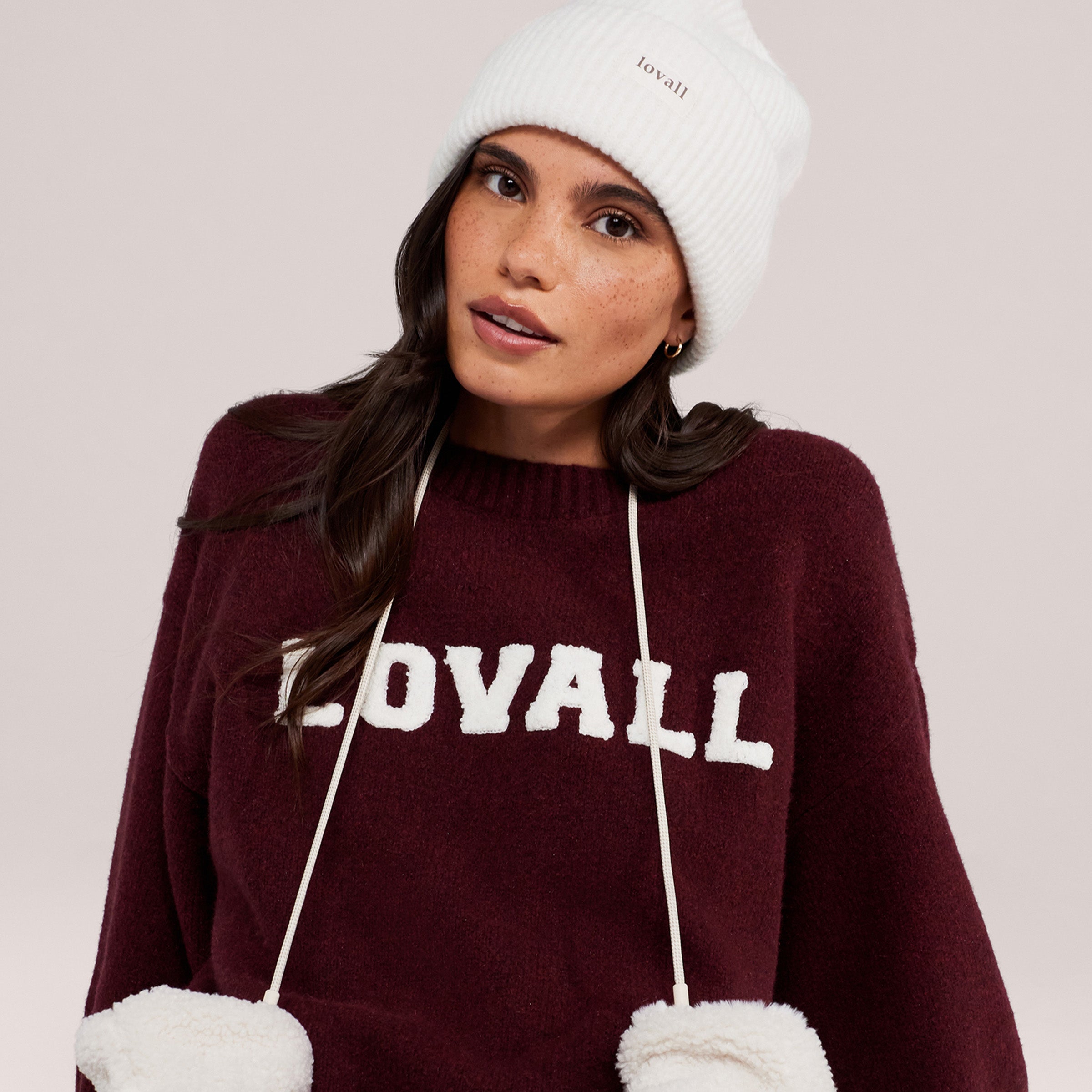 Varsity Knit Oversized Jumper - Burgundy