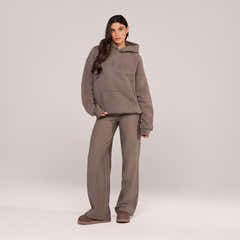 Heavyweight Embossed Oversized Hoodie - Mocha