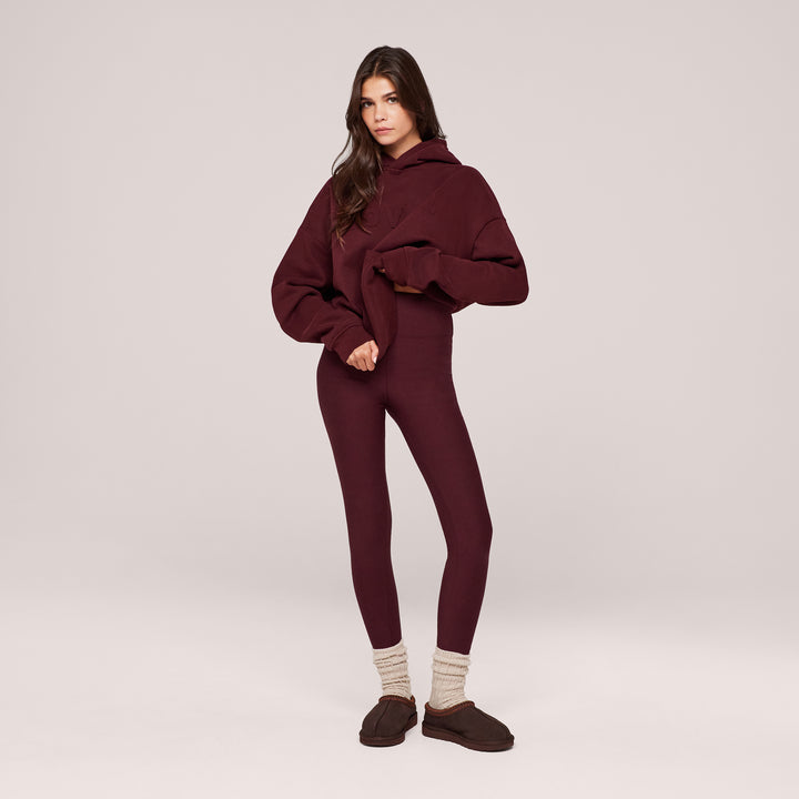 Winter Everyday High Waisted Leggings - Burgundy