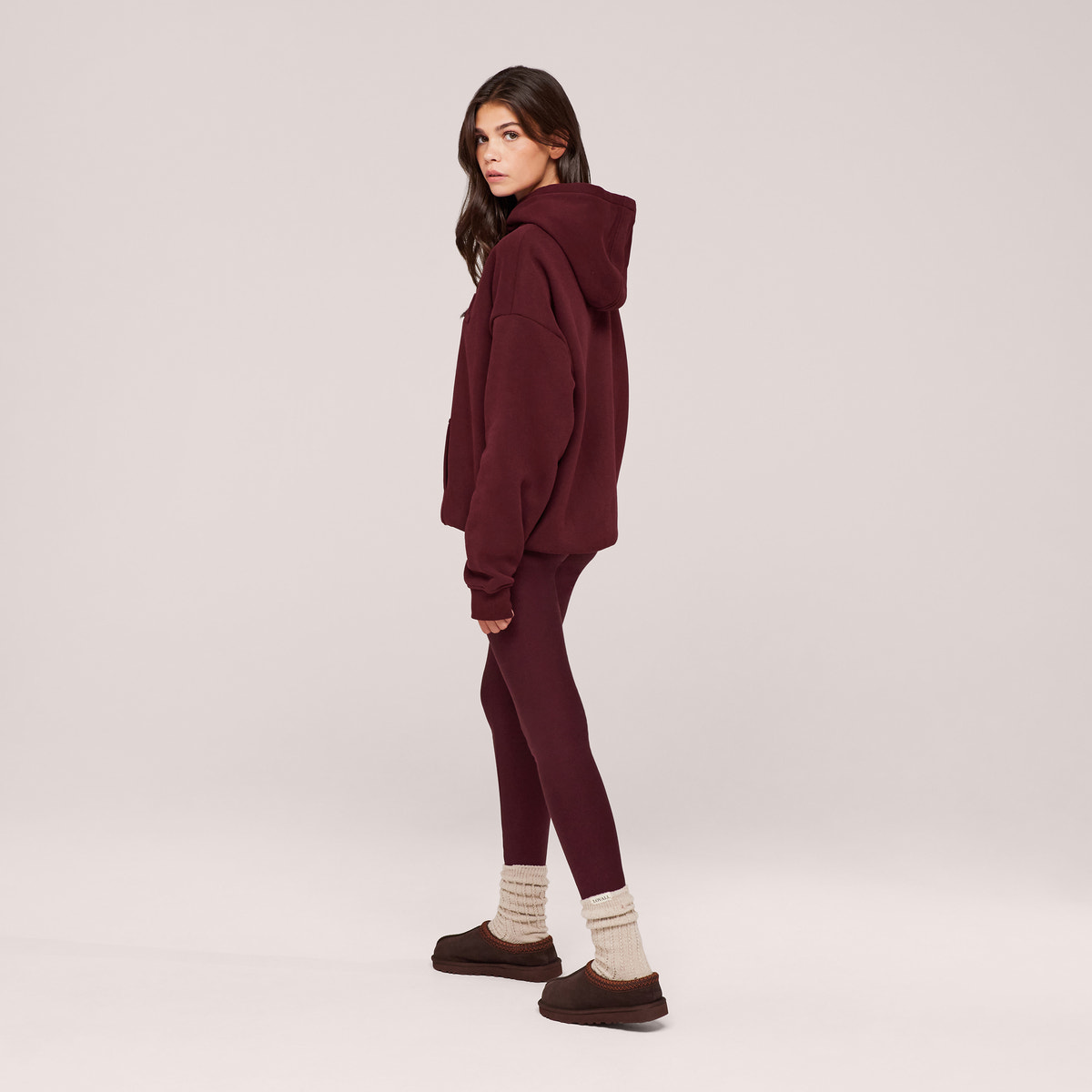 Winter Everyday Fleece-Lined Leggings - Burgundy