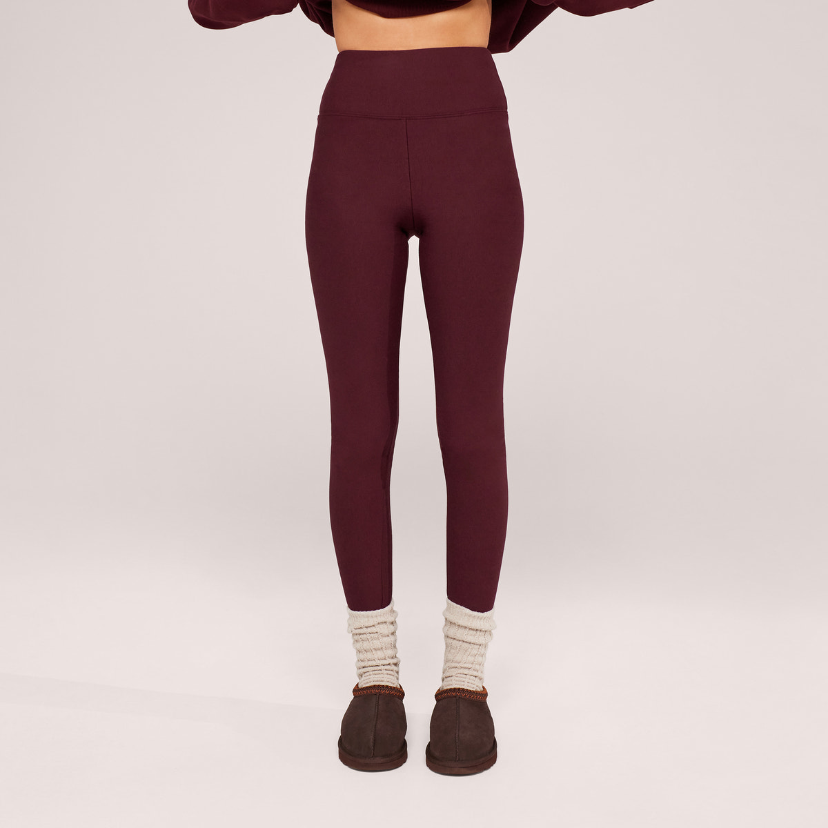 Winter Everyday Fleece-Lined Leggings - Burgundy
